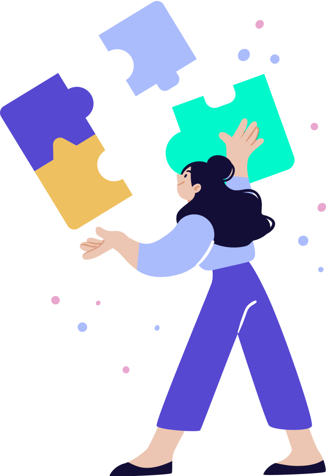 Ilustración persona con rompecabezas